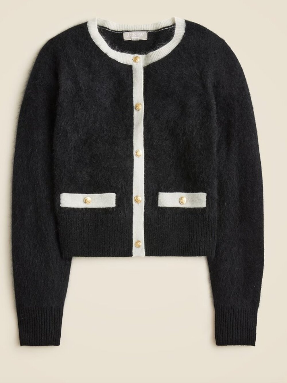 100% Cashmere Fitted Cardigan with Contrast Trim size M - Picture 1 of 5